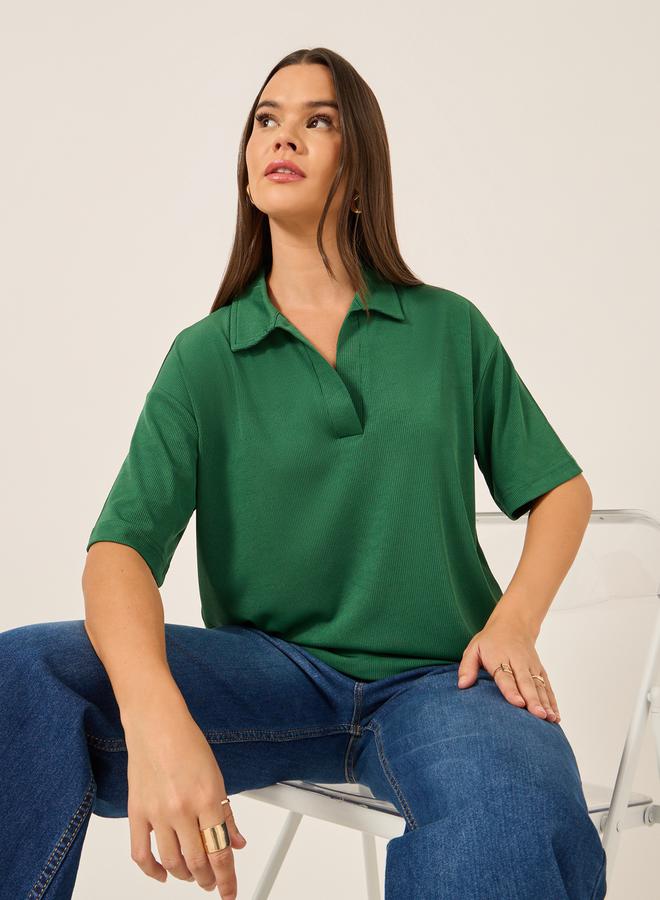 Styli Regular Fit Short Sleeve Polo Neck T-Shirt - Image 3